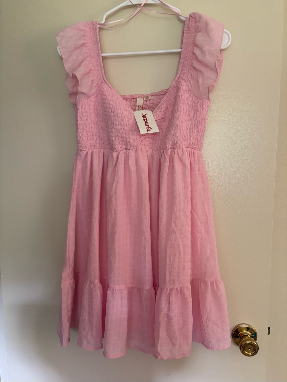 Tilly's Light Pink Smocked Flutter Sleeve Dress